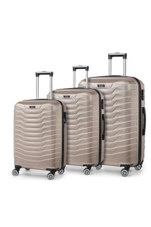 Sports. 1855 100% Abs 3-Piece Gold Suitcase Set (CABIN-MEDIUM-LARGE SIZE) P55UCVLZ01 - Polo55