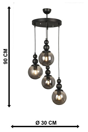 Sports Black Chandelier 4-Piece Smoked Glass - Osc Home