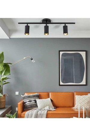 Spoti Modern Design Black Color (Daylight) Spot LED Row Cafe - Kitchen 3-Piece Chandelier SPOTİİ133 - Fer Avize