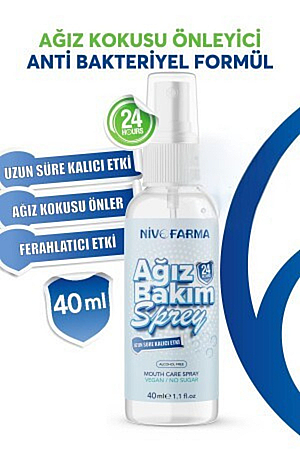 Spray zur Vorbeugung von Mundgeruch, 40 ml, 4-6 Stunden Frischespray, Mundspray mit reichhaltiger Formel - Nivofarma