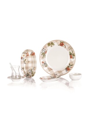 Spring 32 Piece Beige Plaid Breakfast Set 1S6442-02001-BEJ01 - Schafer