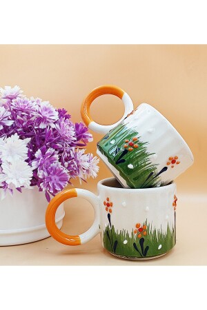 Spring Set of 2 Ceramic 150 ml Tea Double Coffee Espresso Gift Handmade Cup Hand Made Mug - Salizera