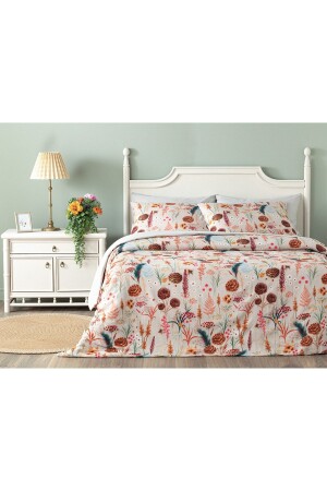 Spring Time Digital Printed Soft Cotton Single Duvet Cover Set 160x220 Cm Beige TYCMT4EV6N168555239258278 - English Home