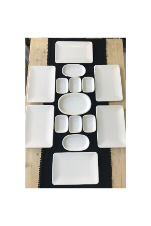 Square 15 Piece Breakfast Treat Set for 6 Persons Matte Cream B0027 - Keramika