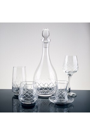 Square Hand Decorated Cut Glass Water Set 61 Pieces for 12 Persons P66S4640 - sudeka