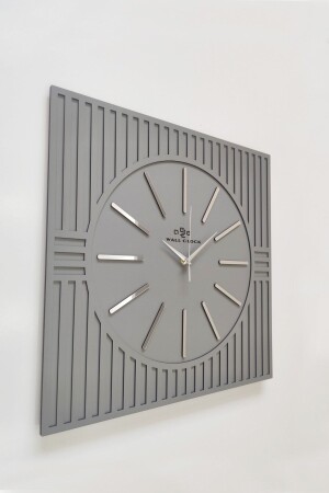 Square Line Patterned Decorative Anthracite&silver Wall Clock 50x50cm kbs100sg - aSSe Tasarım