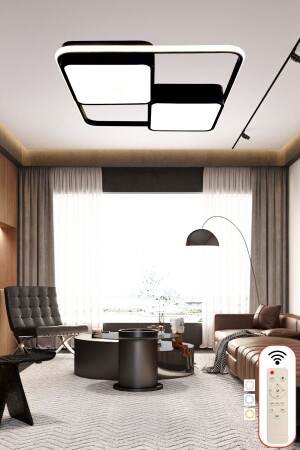 Square Model LED Chandelier, 3 Color Illuminated Modern Ceiling Chandelier with Remote Dimmer, living room, office Chandelier 1004 - Ledmi Lighting