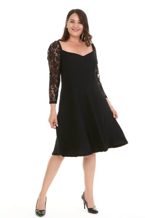 Square Neck Sleeves Lace Dress - Myline