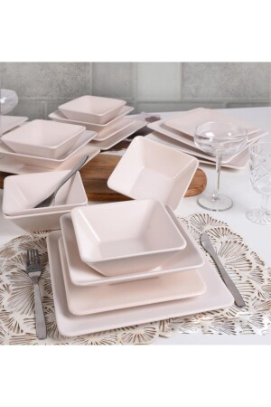 Square Siera 24 Piece Dinner Set for 6 Persons Matte White SIERA021 - Keramika