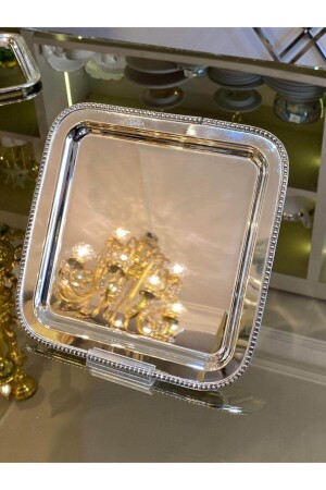 Square Silver Plated Coffee Presentation Tray KRBNC-01 - Dantel Evi
