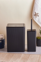 Square Trash Can And Toilet Brush Set Marlon Lunar & Albert Black Set TOILETBRUSHTRABBET BASIN SETBLACK - Kitchen Line