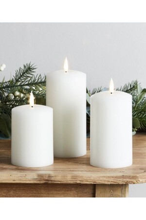 SSTUTSUMUM Cylinder Candle White Set of 3 - Ssb