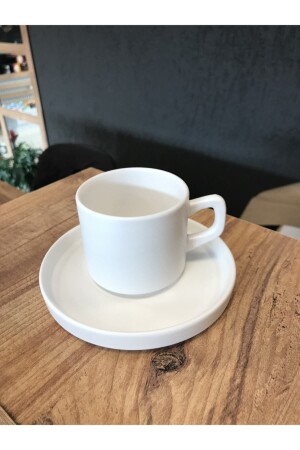 كوب الشاي/كوب النسكاف من MNZ-Stackable Tea/Nescafe مع صوفير أبيض - Keramika