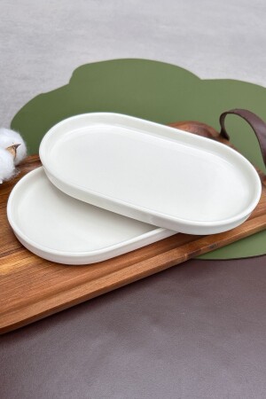 stackable Cream 2-Piece 20 cm Small Breakfast Snack Bowl Presentation Boat Plate Set - Porselenden