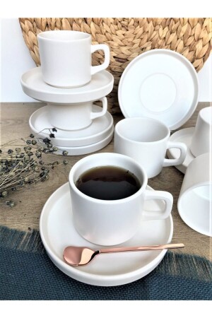 Stackable Matte White 12 Piece Nescafe Tea Set for 6 Persons fnc11 - GULHANILE