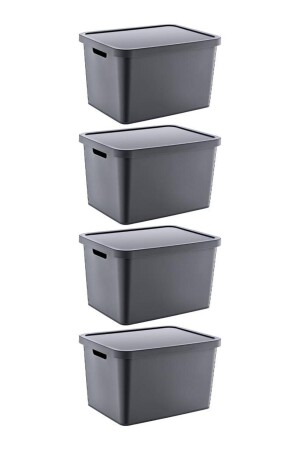 Stafi Multi-Purpose Box with Lid 18 Lt Set of 4 Anthracite TRN-236SET1 - SmartWare