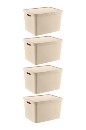 Stafi Multi-Purpose Box with Lid 18 Lt Set of 4 Latte TRN-236SET2 - SmartWare