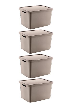 Stafi Multi-Purpose Box with Lid 18 Lt Set of 4 Terra TRN-236SET4 - SmartWare