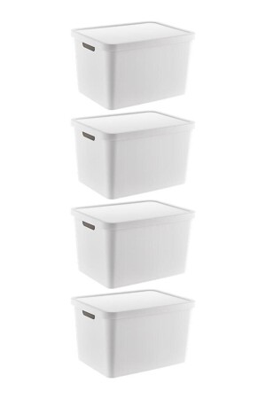 Stafi Multi-Purpose Box with Lid 18 Lt Set of 4 White TRN-236SET3 - SmartWare
