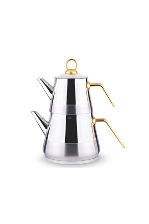 Stahl-Teekannen-Set, 4,5 Liter, Edelstahl, Familiengröße, Teekannen-Set, Gold, 4-teilig, 589 - Lines