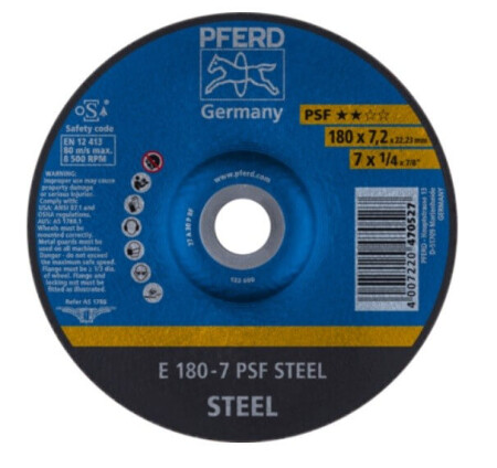 Stahlschleifscheibe PFERD PSF Ø178x7x22mm A30 - Pferd