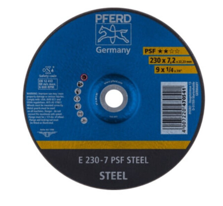 Stahlschleifscheibe PFERD PSF Ø230x7x22mm A30 - Pferd