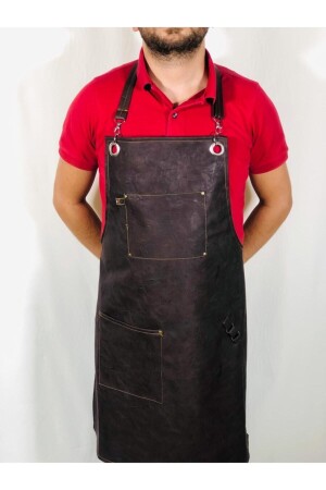 Stain-Proof Leather Butcher Apron New Trend Cafe Restaurant Bar Waiter Chef Leather Apron Apron14 - ÖNLÜK SEPETİ