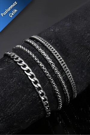 Stainless 4 Pieces Men's Sports Steel Bracelet Set (SENT WITH A BOX) - The Collection
