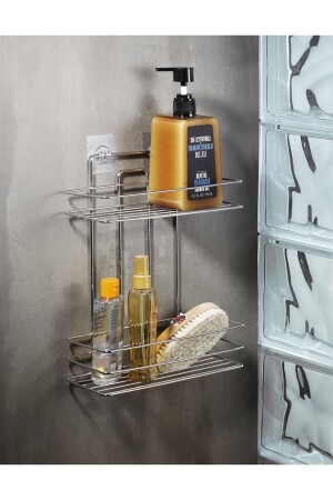 Stainless Adhesive 2 Layer Bathroom Shampoo Holder Organizer No Drilling Chrome Tş-02 PRA-3506556-3401 - Sas Haus