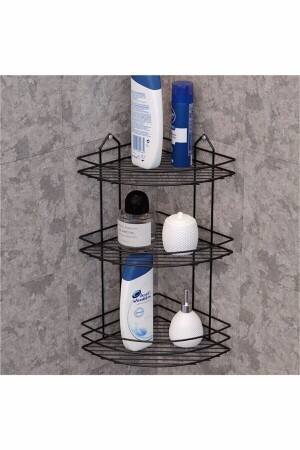 Stainless Black 3 Tier Bathroom Corner Bathroom Shelf - Eva Metal Tasarim