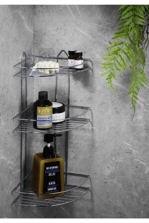 Stainless Chrome 3 Layer Bathroom Corner Shampoo Holder Corner Shelf Bathroom Shelf Ek-03 - Sas Haus
