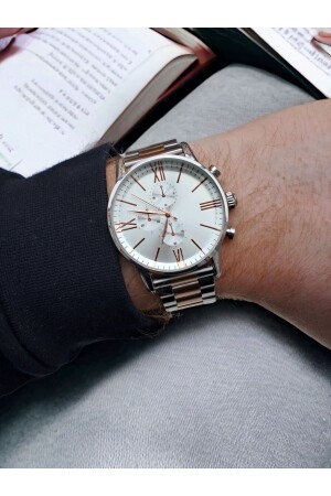 Stainless IPC Plated Silver & Rose Gold Color Men's Metal Sports Wristwatch Drk-090 - DARK BLANC