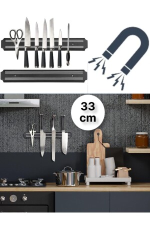 Stainless Kitchen Wall Knife Hanger Stand with Strong Magnet - 33 Cm - Toyfest