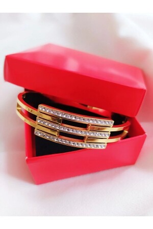 Stainless Rib Model Zircon Stone Steel Handcuff Bracelet - Jewelry