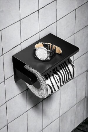 Stainless Steel Bathroom Black Roll Paper Towel Holder Rack Waterproof Bathroom Toilet Paper BSTK - ConceptHome