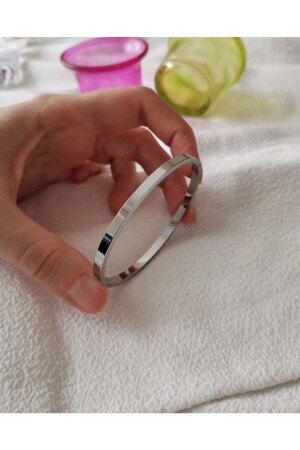 Stainless Steel Flat Cuff Bracelet Silver Color - Joya Accessories