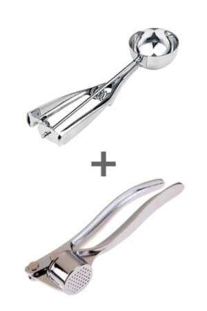 Stainless Steel Garlic Press and Ice Cream Scoop Set 27063w - Kaşbaşı Home