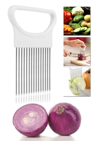Stainless Steel Onion Holder Cutter Vegetable Slicer Holder Comb Onion Slicing Comb - Anadolu Saray Çarşısı