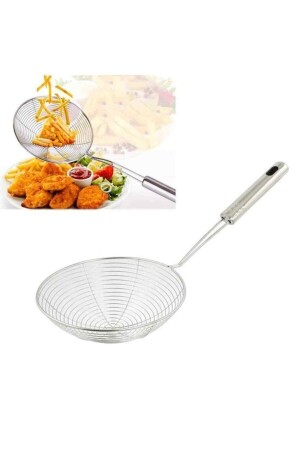Stainless Steel Potato Zucchini Vegetable Frying Colander - Colander Scoop with Metal Handle - Sihirlicam