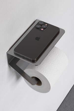 Stainless Steel Toilet Paper Hanger - With Shelf and Self-Adhesive Toilet Paper WC Paper Hanger ADHESIVE STAINLESS SİNEA - Zift Unique