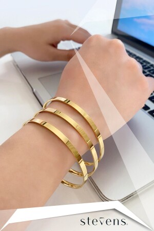 Stainless Tarnish Stainless Steel 3-Piece Thick Ajda (Matchstick) Bracelet - Stevens
