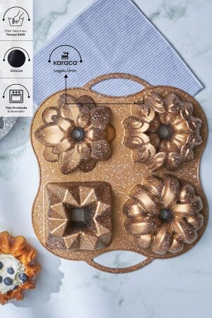Standard Cake Pro 4-Piece Gold Cast Cake Mold 1 Gold 153. 03. 06. 8446-1 - Karaca