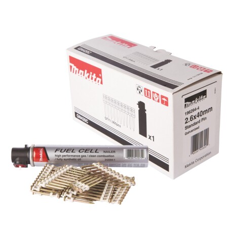Standardnägel (für Beton) 2,6 x 40 mm, 1000 Stück + Gaskartusche, MAKITA - Makita Accessories