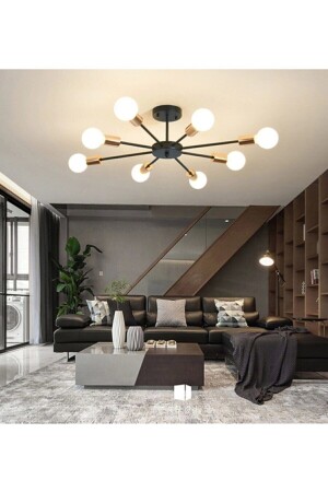 Star Model Modern Sports Model Deckenleuchte Wohnzimmer – Küche – Schlafzimmer 8-teiliger Kronleuchter (OHNE GLÜHBIRNE) LAY1200001 - Fer Avize
