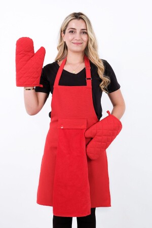 Star Set of 4 Kitchen Aprons with Hanging Towels (2 GLOVES) - Sevilya