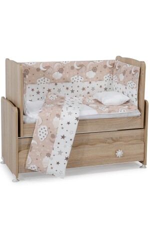 Starry and Cloudy Baby Sleeping Set 7 pieces 50x100 White - Light Salmon AKH-SLEEPSET - Aktehome