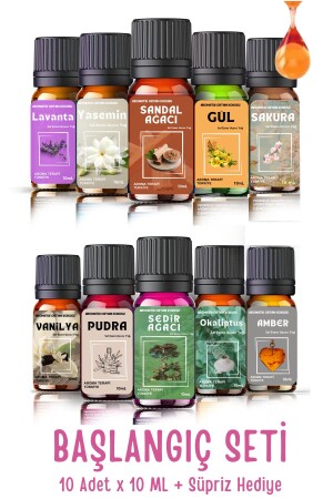 Starter Set 10 Pieces - Pure Essential Oil - Room and Ambient Fragrance - Aromatic Essential Oil 10x10ml - Aroma Terapi Lab