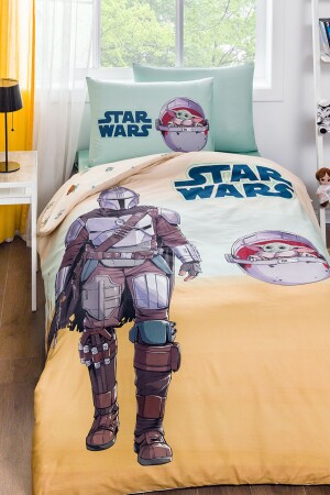 Starwars Mandalorian Tek Kişilik Disney Lisanslı Lastikli Fitted Çarşaf Çocuk Nevresim Takım PR-12667740 - Özdilek