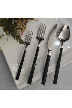 Stayle 24-teiliges Gabel-Löffel-Set aus schwarzem Stahl CMDBFMG06 - BRONDOFF