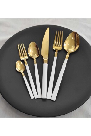 Stayle 36 Piece White Gold Fork Spoon Knife Set CMDSGYÇ19 - BRONDOFF
